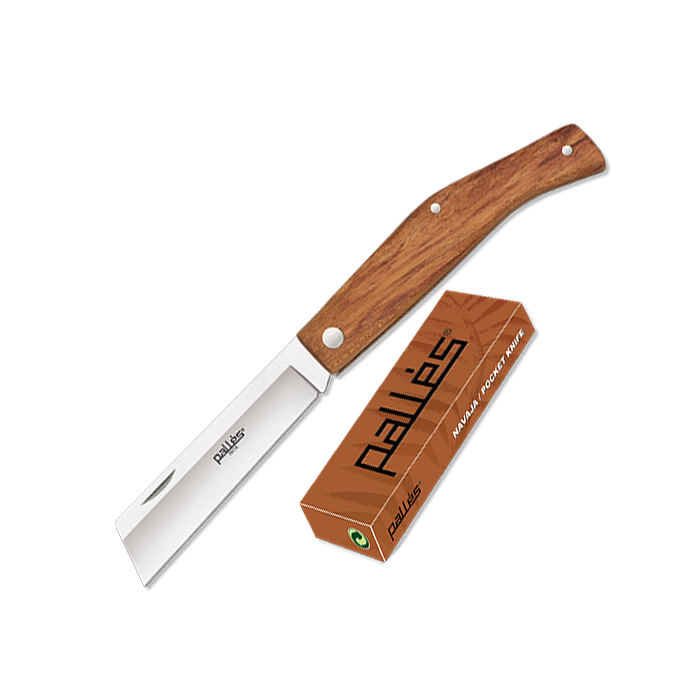 Navaja Palles Nº 1 con hoja punta cortada inox de 9 cm y mango de madera
