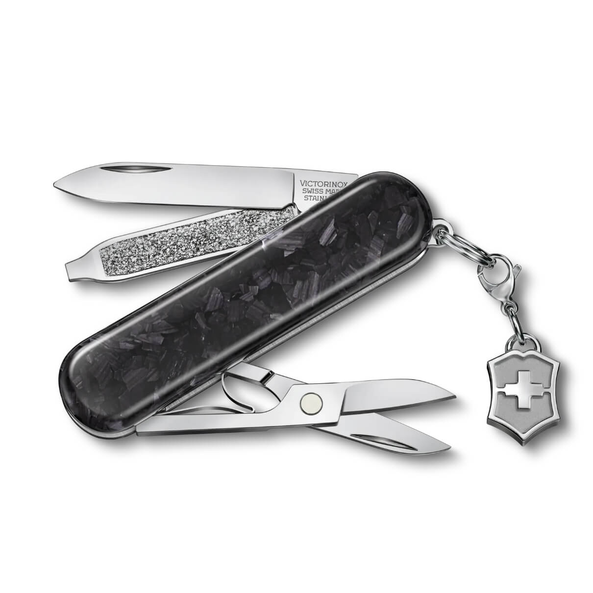 Navaja Suiza Classic SD Brilliant Carbon con 5 funciones