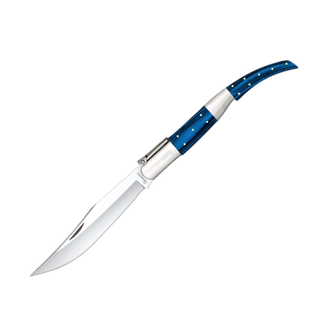 Navaja árabe con mango de estamina azul y acero hoja de 16.9 cm c...
