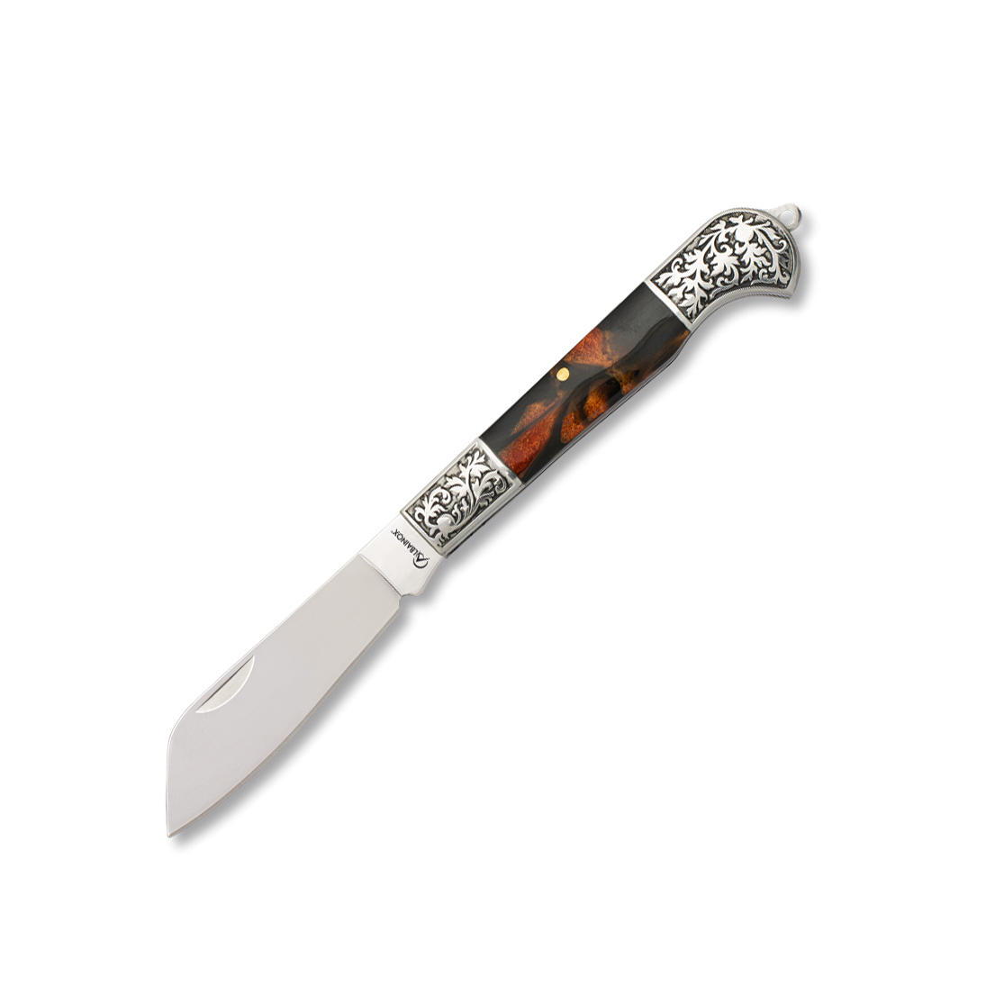 Klassisches Taschenmesser mit orangefarbenem Acrylgriff und 8,5 c...