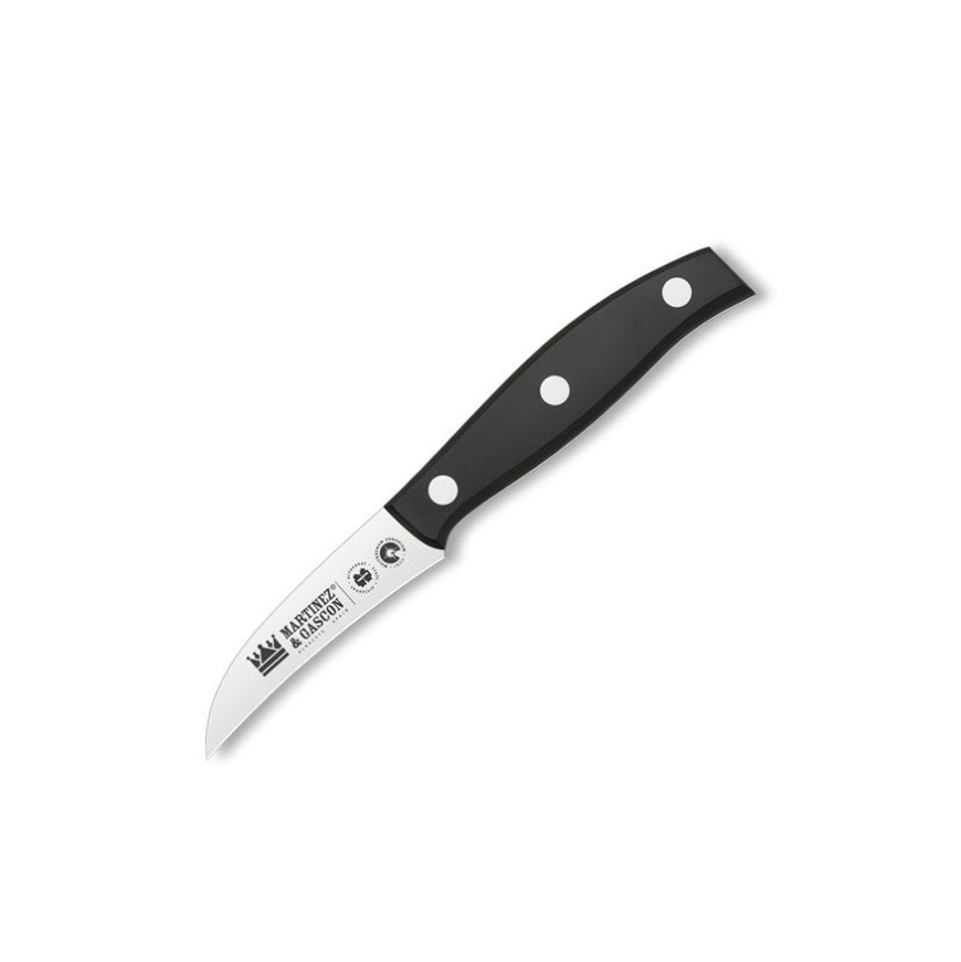 Cuchillo mondador curvo con hoja de 7,5 cm y mango de POM negro M...