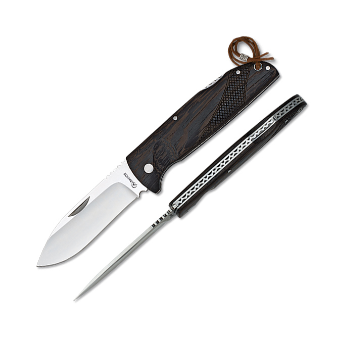 Navaja de bolsillo con mango de madera wengue y hoja de 9.5 cm