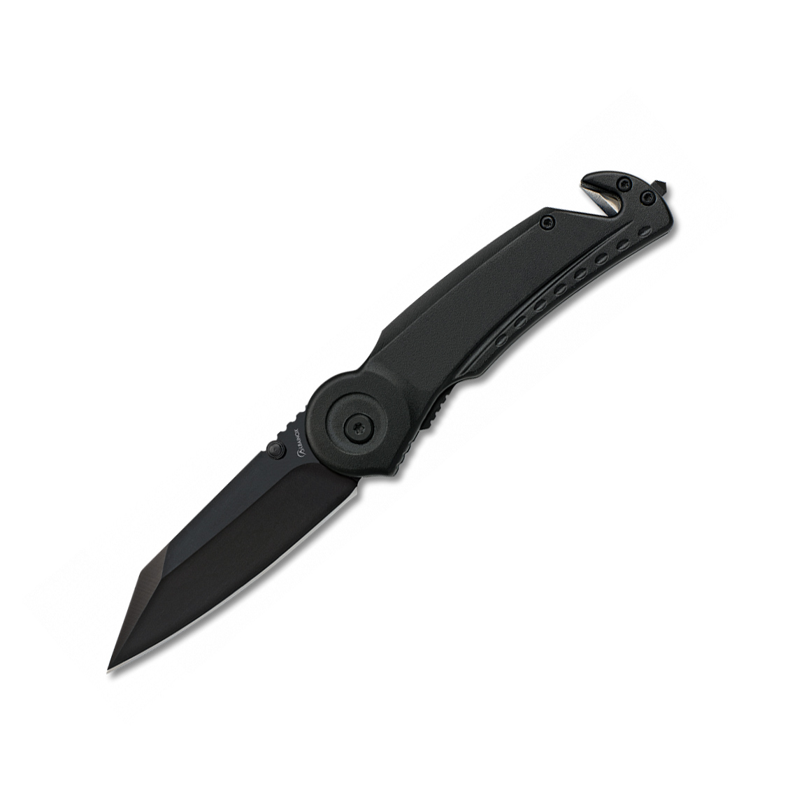 Navaja táctica negra con hoja de 8 cm con corta cinturón y punta ...