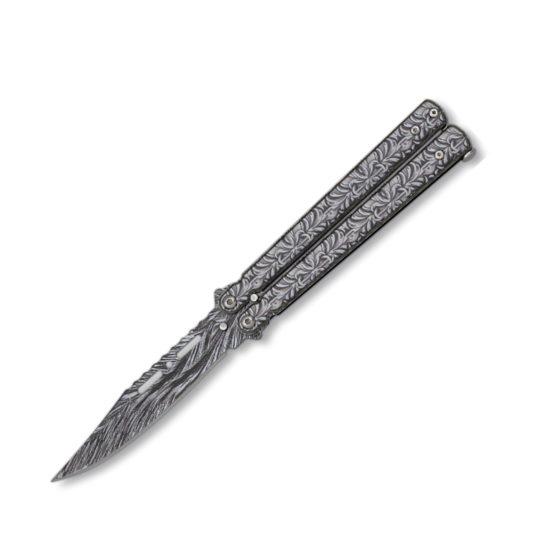Navaja mariposa con hoja de 9.6 cm dibujo 3D classic damast
