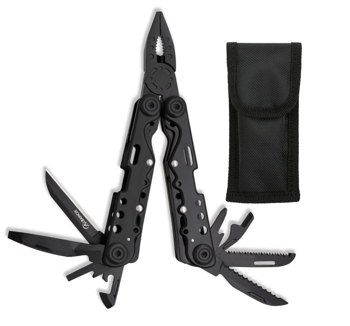 Alicate multiusos color negro con 10 herramientas y funda de nylo...