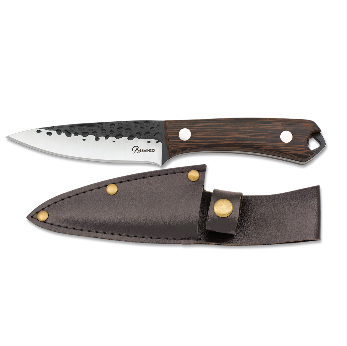 Cuchillo de caza con hoja de 10.5 cm y mango de madera wengué