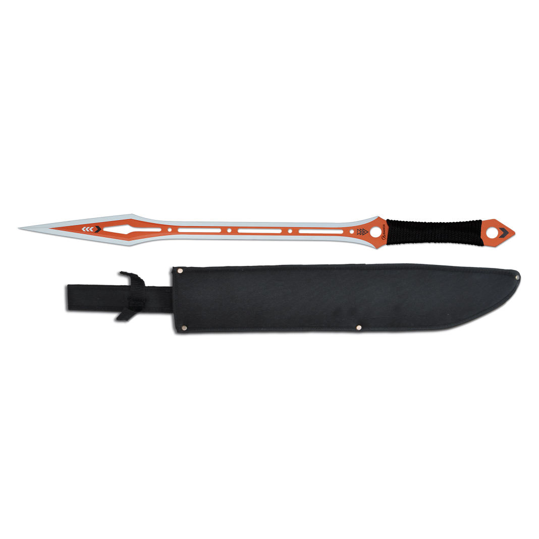 Machete tattico da 71 cm con manico a corda e fodero in nylon