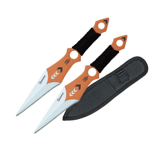 Set de 2 cuchillos lanzadores de 16.5 cm con mango encordado y un...
