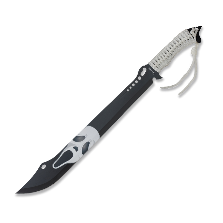 Machete calavera de 49.5 cm con mango encordado blanco