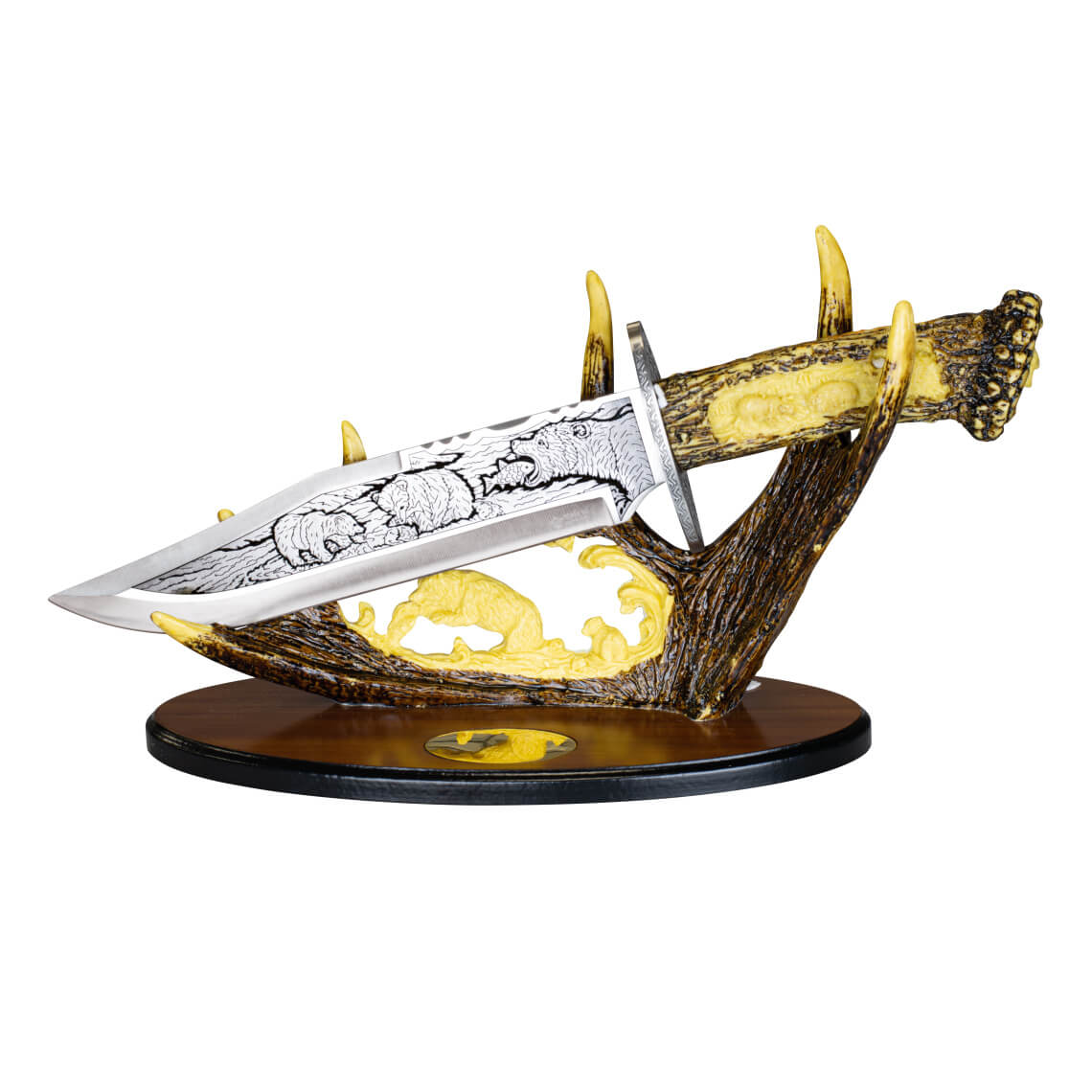 Cuchillo de decoración de resina con tallado y hoja decorada