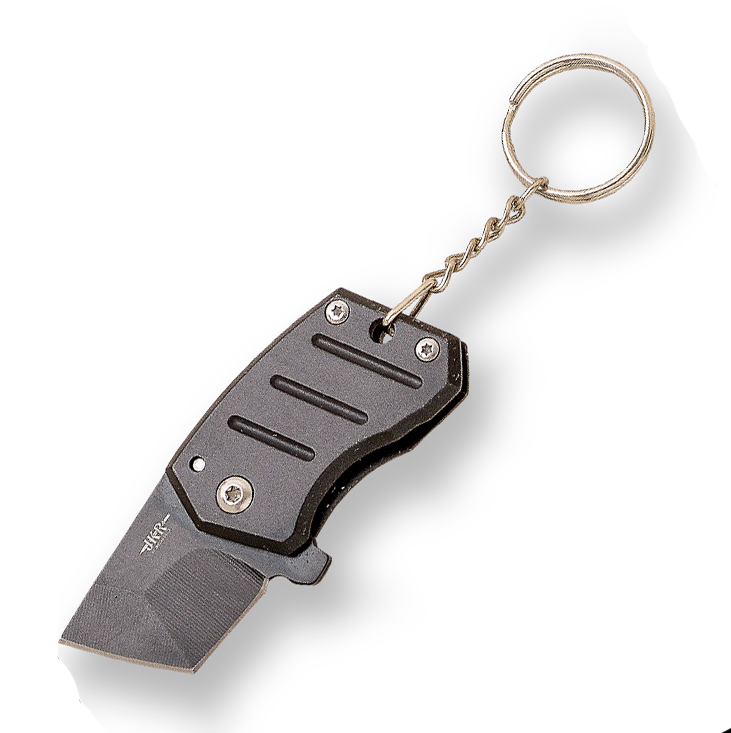 Navaja llavero JKR con mango de aluminio negro y hoja de 3 cm