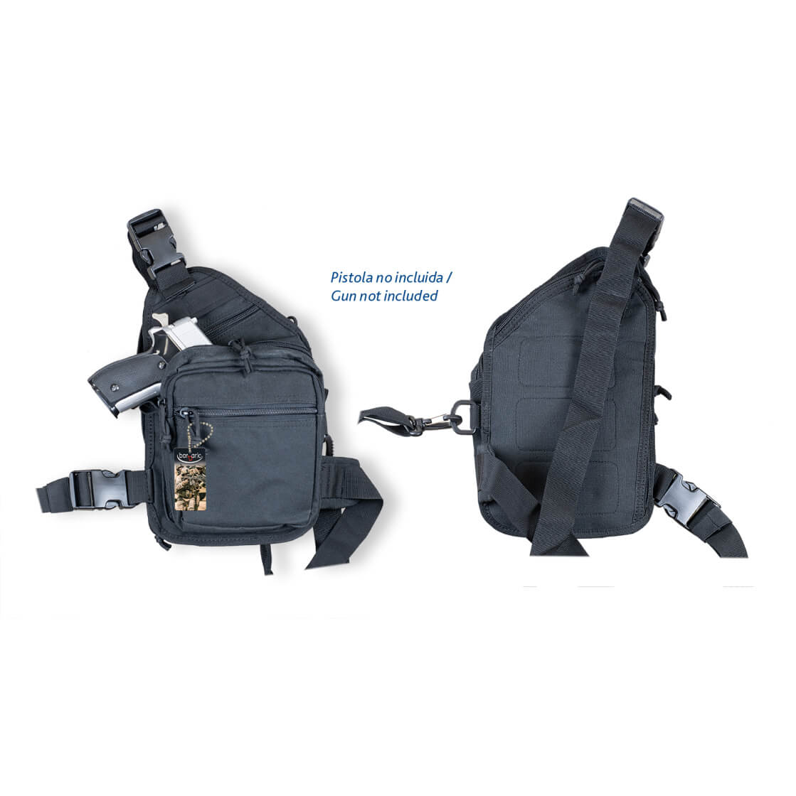 Bolso bandolera negro con compartimento para pistola