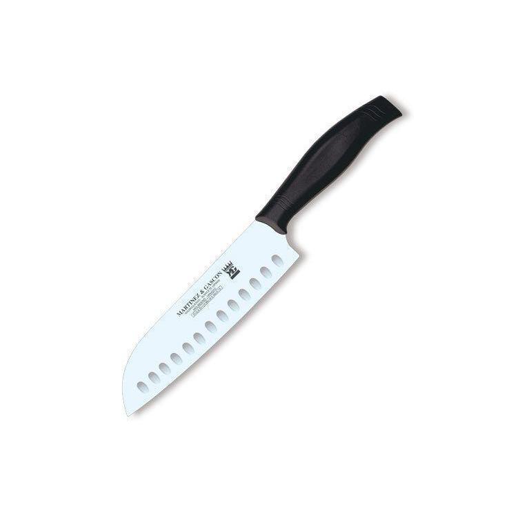 Cuchillo santoku con hoja negra de 18.5 cm y mango de polipropile...