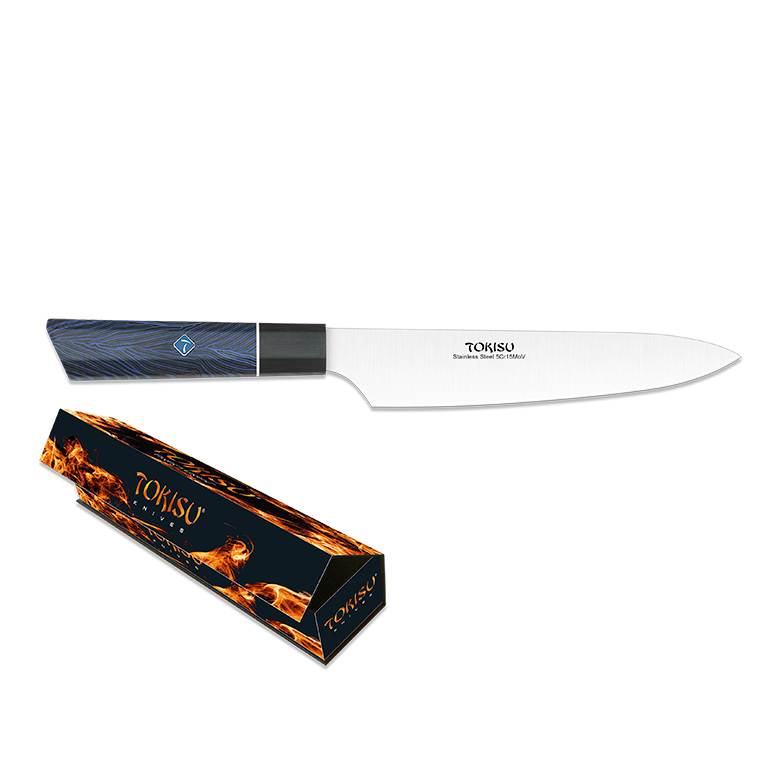 Cuchillo de cocina Small gyuto con hoja de 19.5 cm y mango de G10 azul y negro