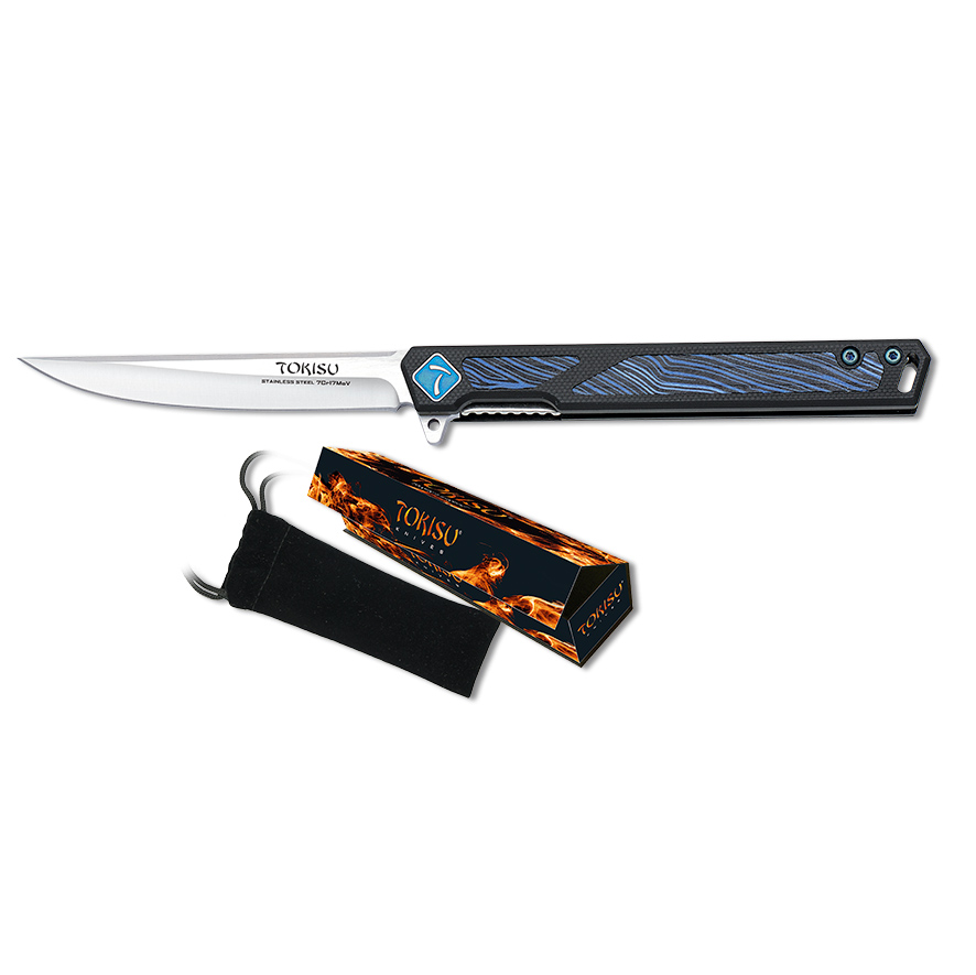 Navaja táctica Tokisu con hoja de 9 cm y mango de G10 damascus