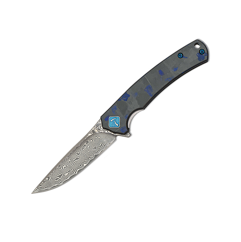 Navaja táctica Tokisu con hoja de damasco de 6.8 cm y mango de fi...