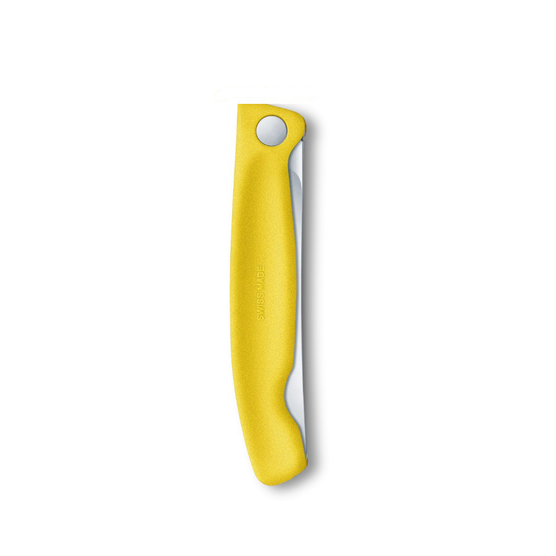 Couteau de table pliant classique suisse Victorinox, bord dentelé, manche jaune