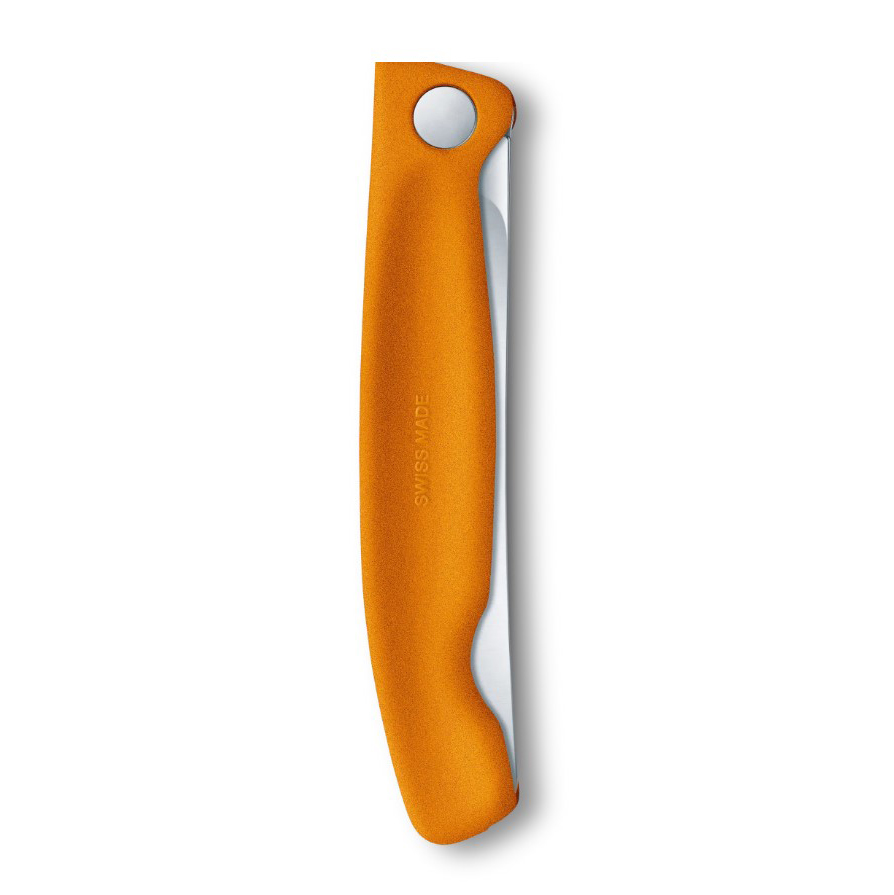 Victorinox Swiss Classic Klapptischmesser mit Wellenschliff und orangefarbenem Griff