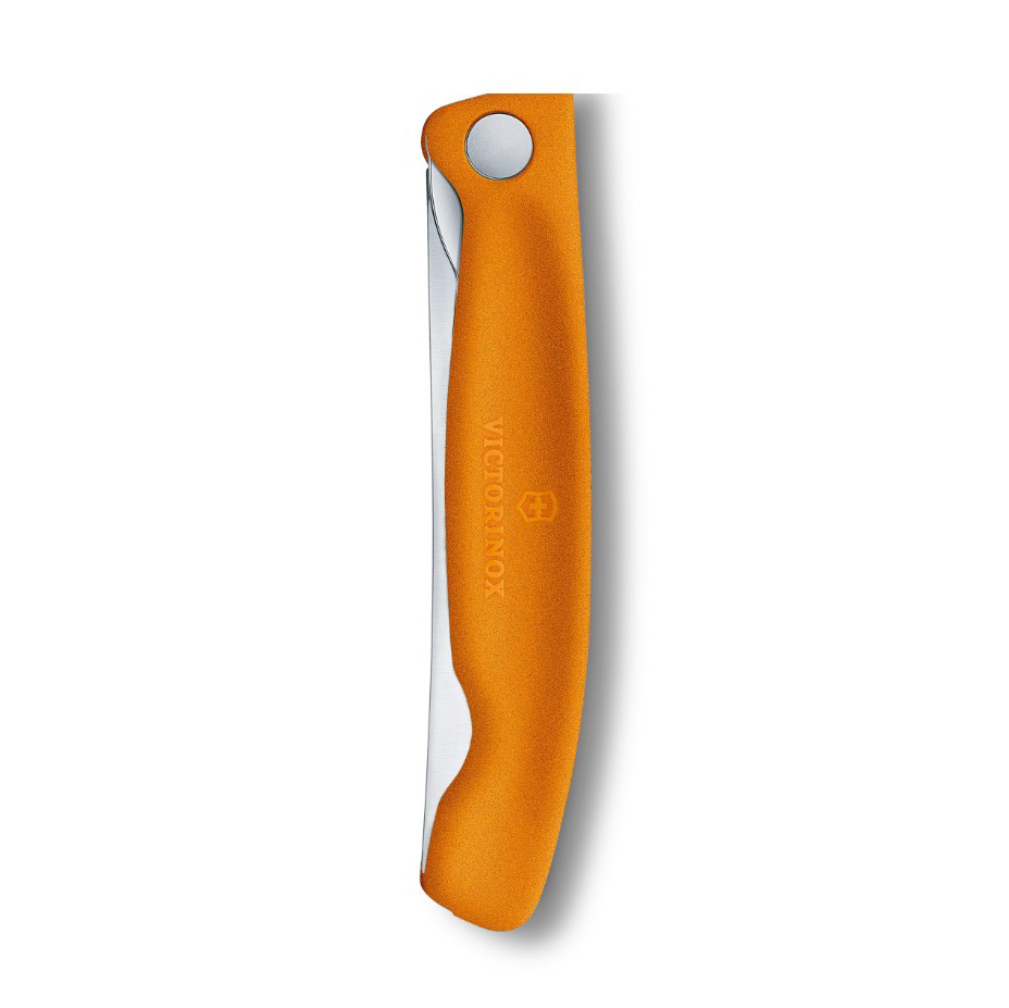 Victorinox Swiss Classic Klapptischmesser mit Wellenschliff und orangefarbenem Griff