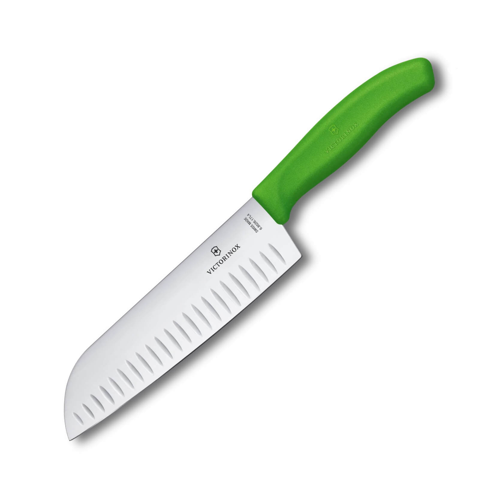 Cuchillo Santoku alveolado Victorinox de mango verde con hoja de ...