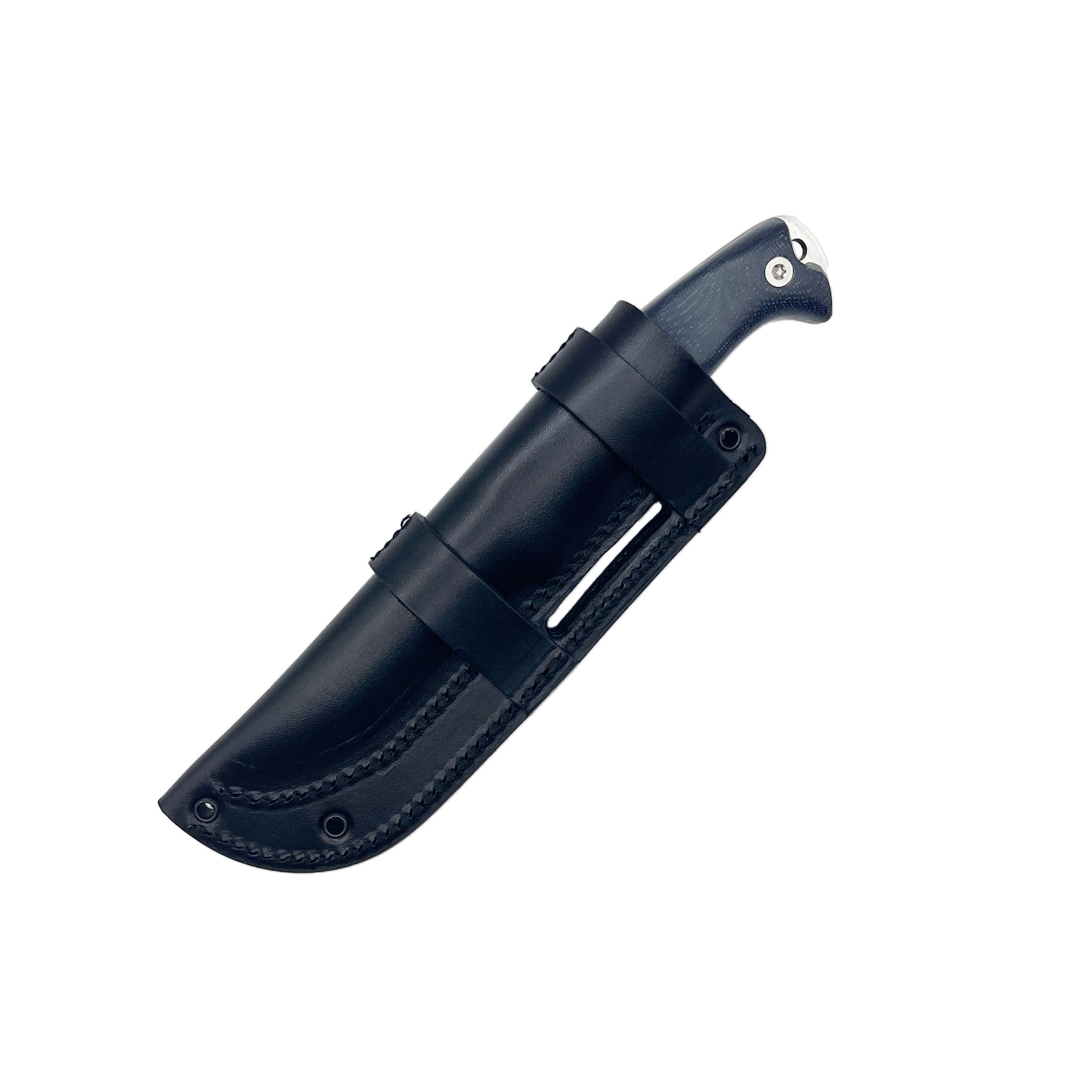 Cuchillo bushcraft Amarok-4F con mango de micarta negra y hoja de 4" filo plano