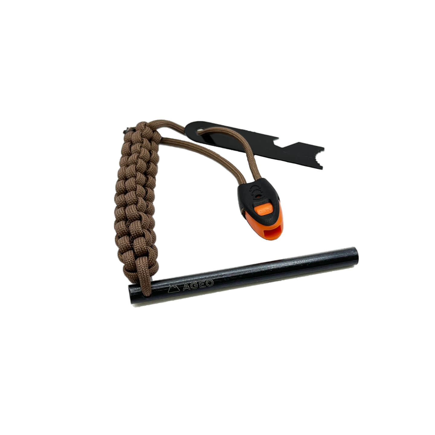 Couteau bushcraft Amarok-4F avec manche en bois de noyer et lame à bord plat de 4" avec silex