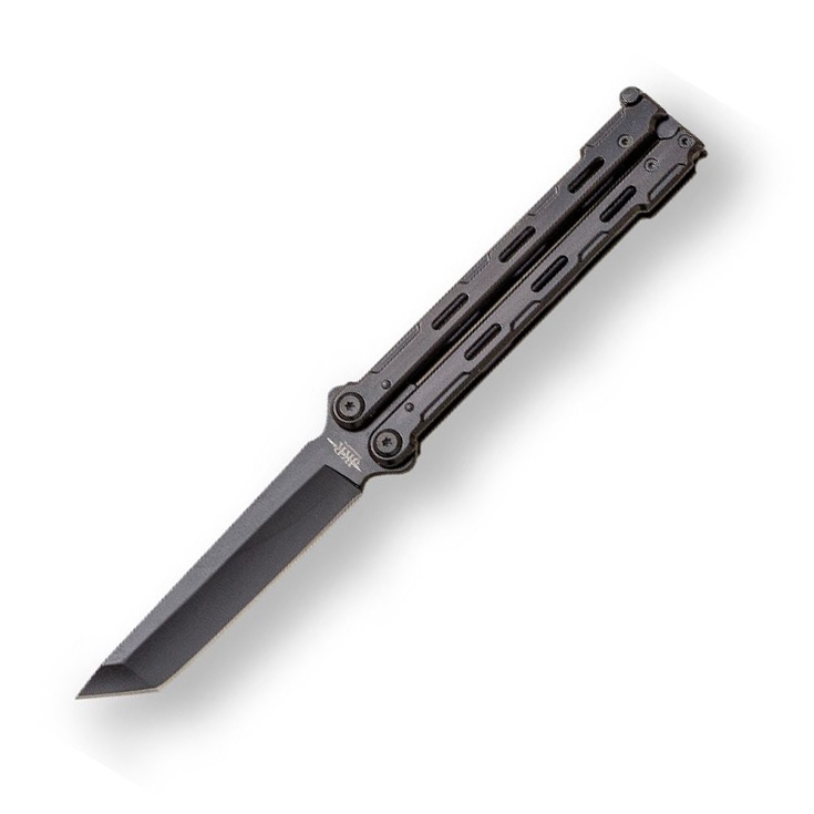 Navaja JKR mariposa con hoja tanto de 10,5 cm y mango de acero in...