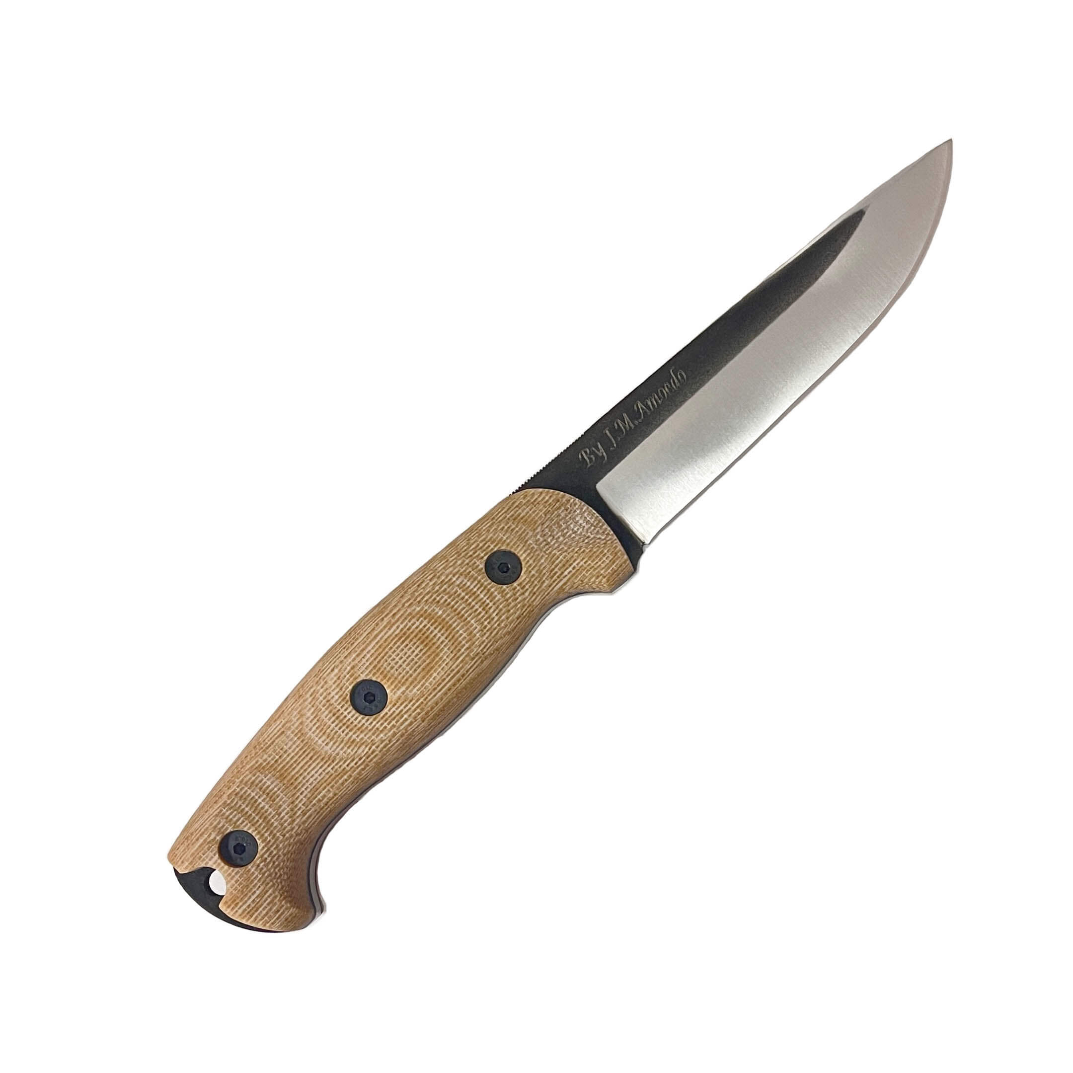 Cuchillo bushcraft Amarok 5 con mango de micarta canvas desierto y hoja de 5"