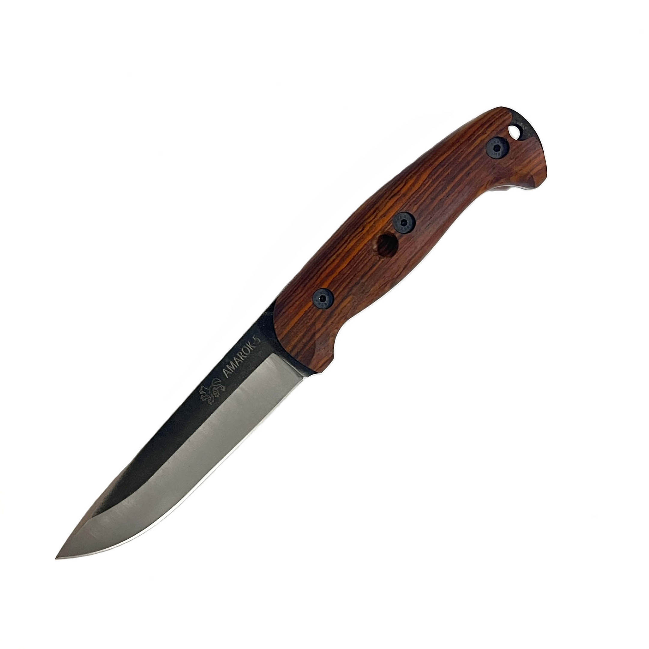 Cuchillo bushcraft Amarok 5 con mango de madera de cocobolo y hoj...