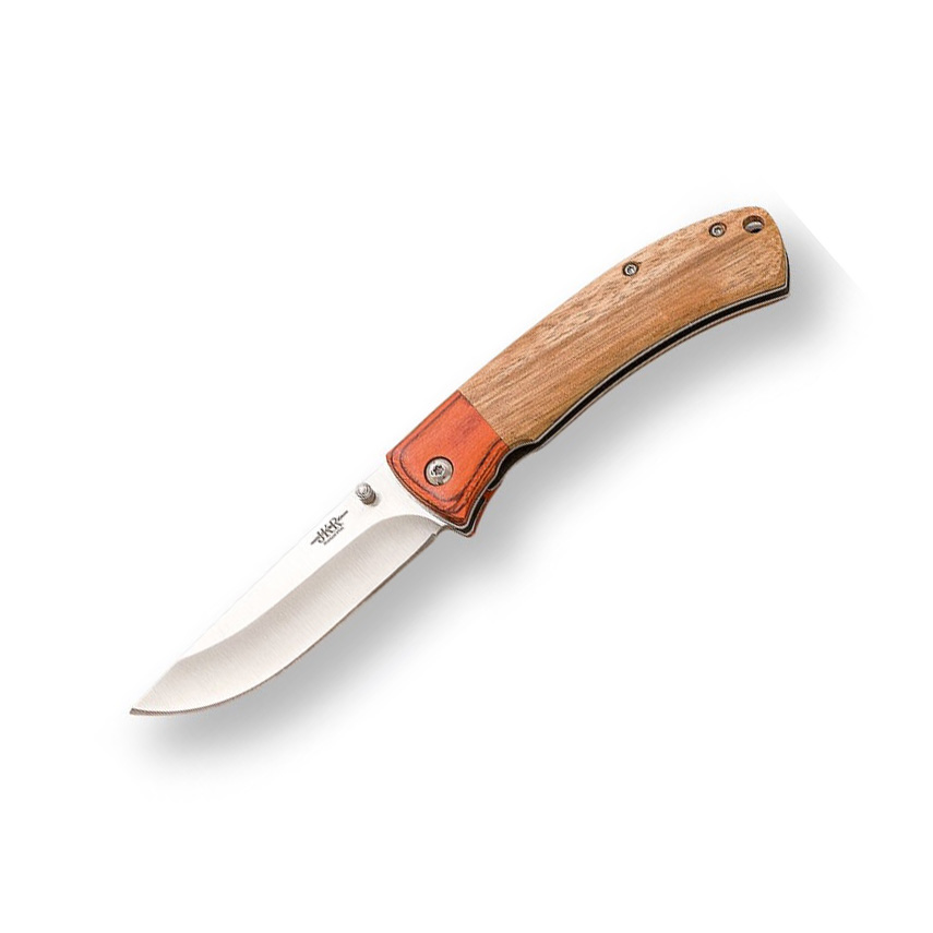 Navaja deportiva con mango de madera de zebrano y virola de mader...