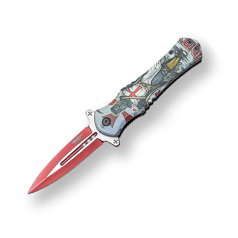 Navaja de bolsillo mango decorado con caballero templario y hoja ...