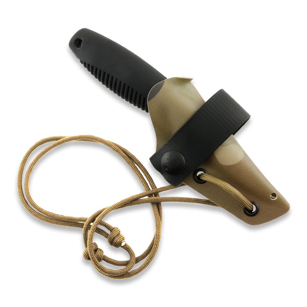 Couteau de survie Peltonen M23 Ranger Cub avec manche en TPE noir et étui Kydex Multicam