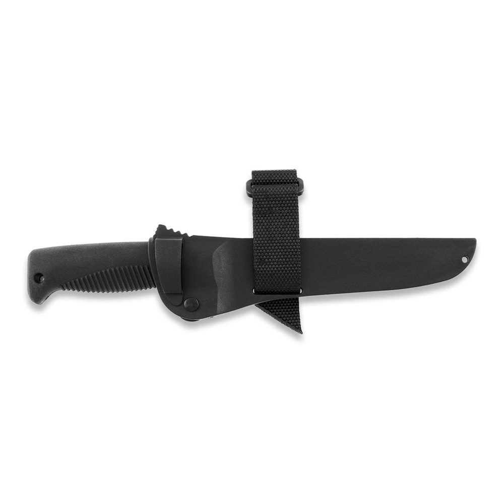 Puukko M95 Ranger knife with Teflon coated blade, black TPE handle and black composite sheath