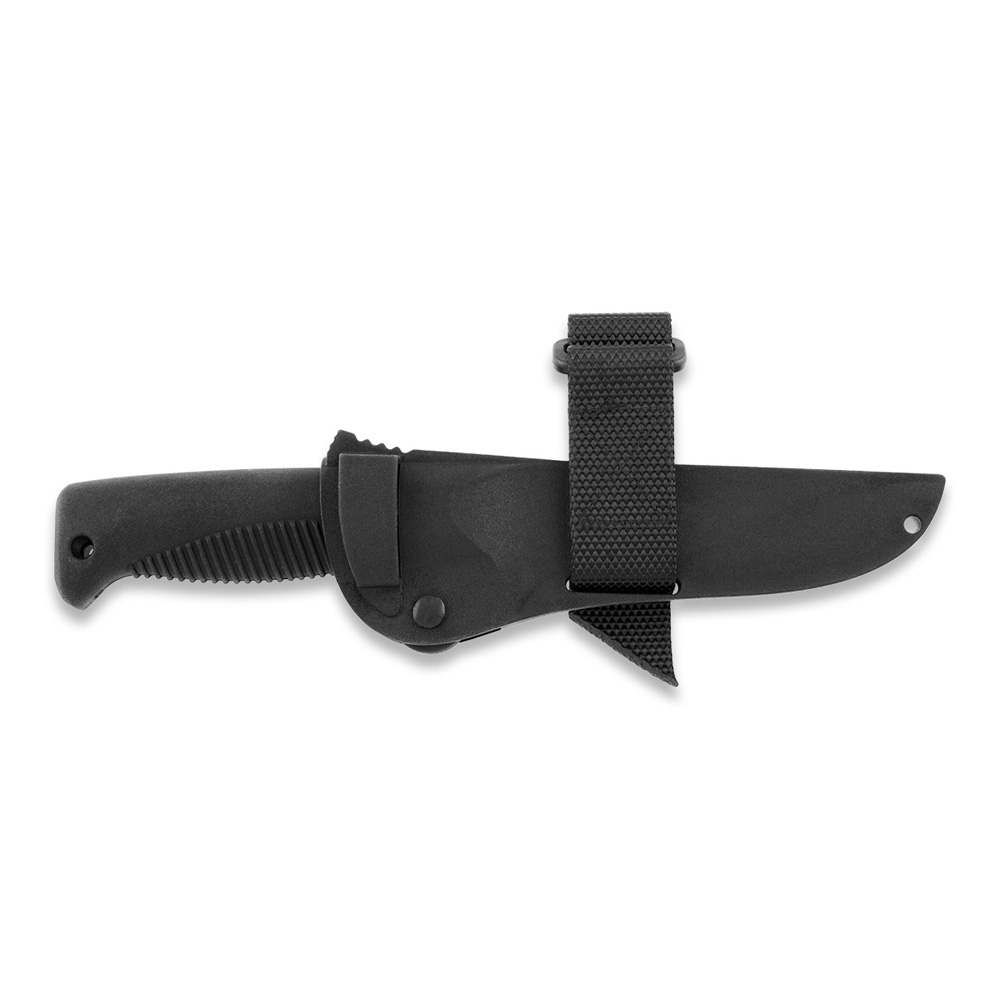 Cuchillo M07 Ranger Puukko con recubrimiento PTFE negro en la hoja y mango de TPE negro  y funda de composite negra
