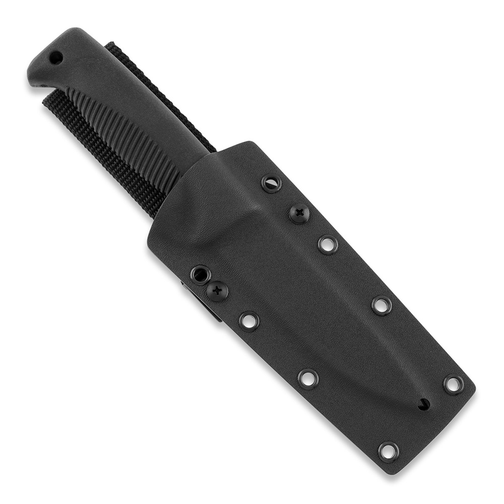 Cuchillo M07 Ranger Puukko con recubrimiento PTFE negro en la hoja y mango de TPE negro y funda kydex negra