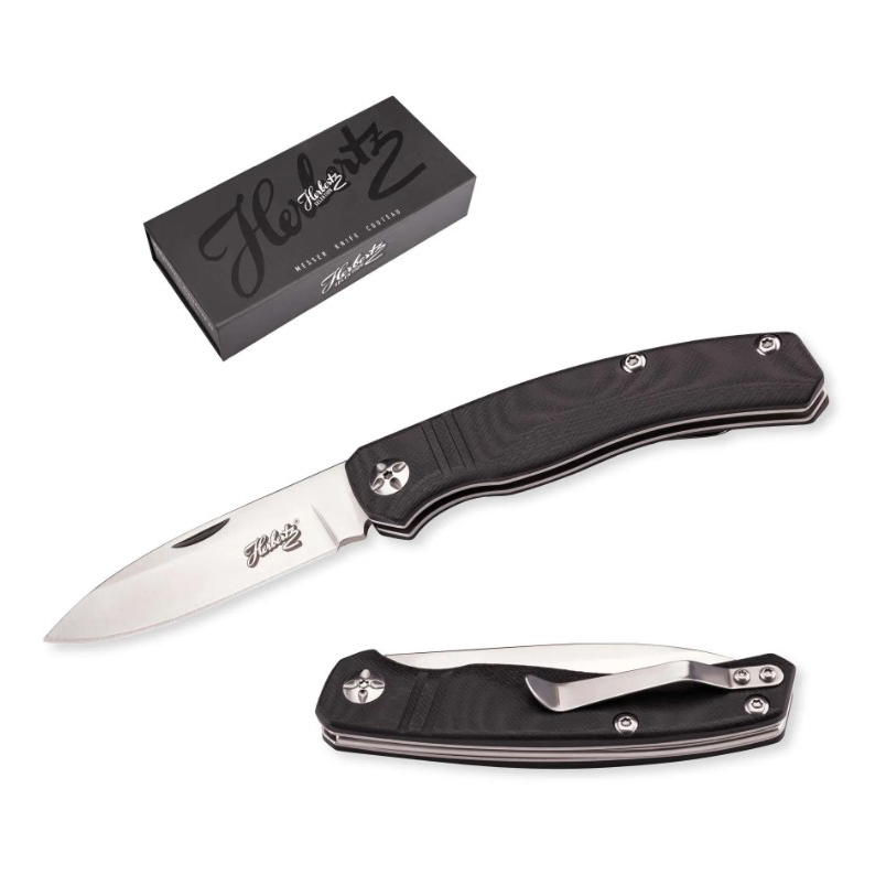 Navaja de bolsillo con hoja de acero inox de 8 cm y mango de g10 negro