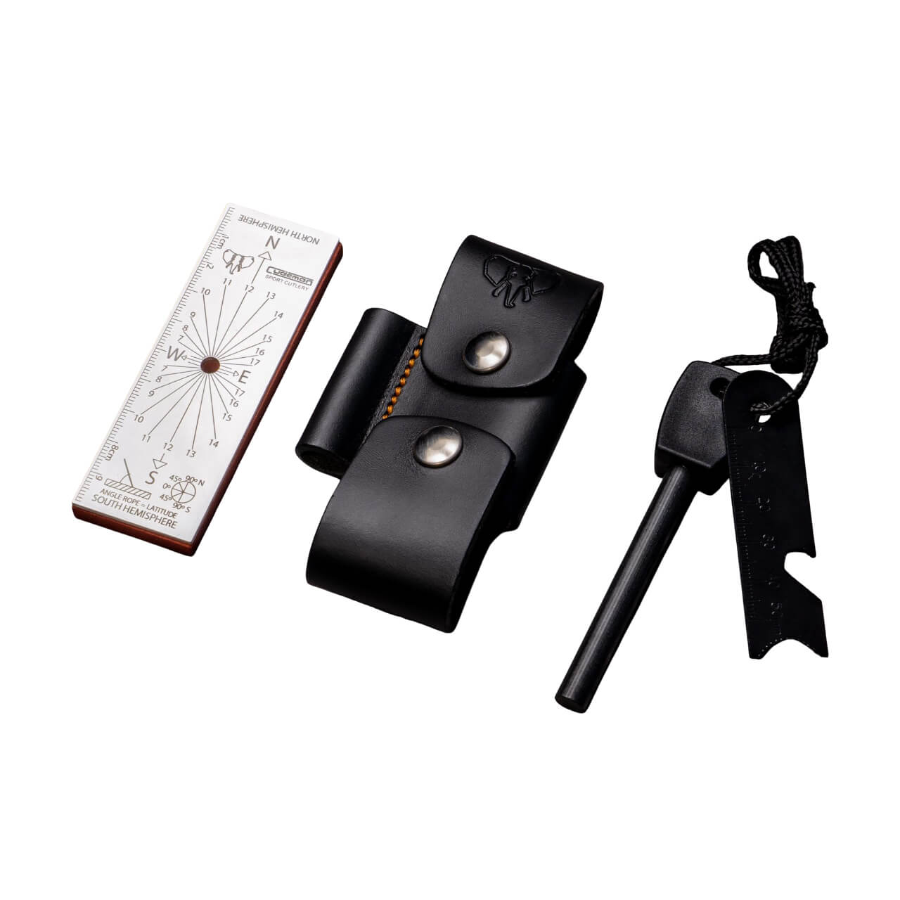 Acople de cuero negro y tela naranja Cudeman con extras. 10 cm