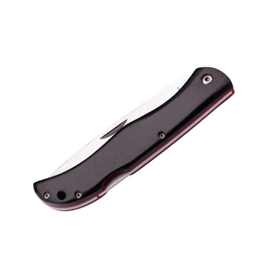 Navaja de bolsillo con hoja de 9.7 cm y mango de madera prensada negra con backlock