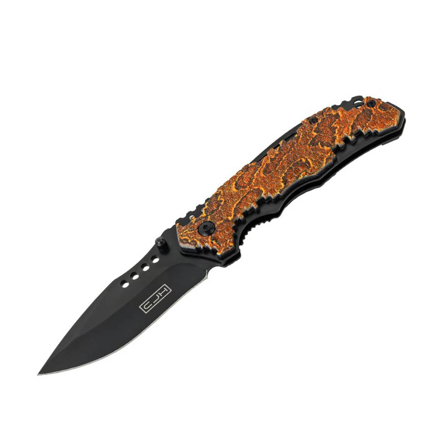 Navaja deportiva de acero inox decorado con hoja de 8.7 cm