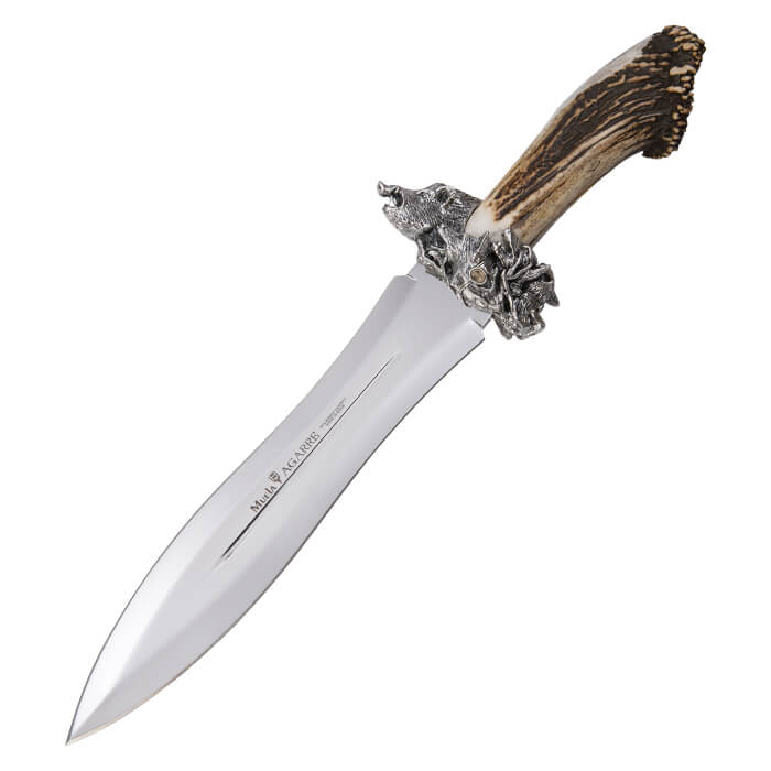 Cuchillo de caza Muela Agarre Lujo con hoja de doble filo de 26.5...