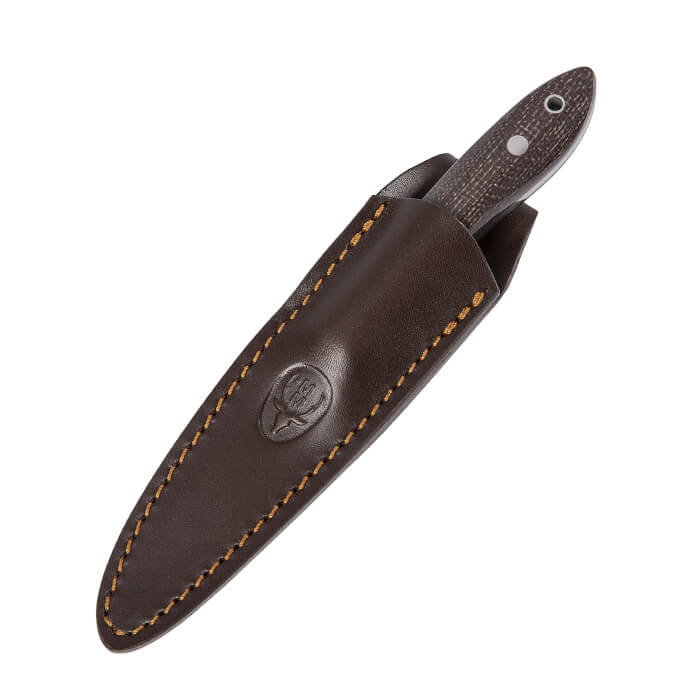 Cuchillo Muela 4110-M con hoja satinada de 10 cm y mango de micarta yute marrón