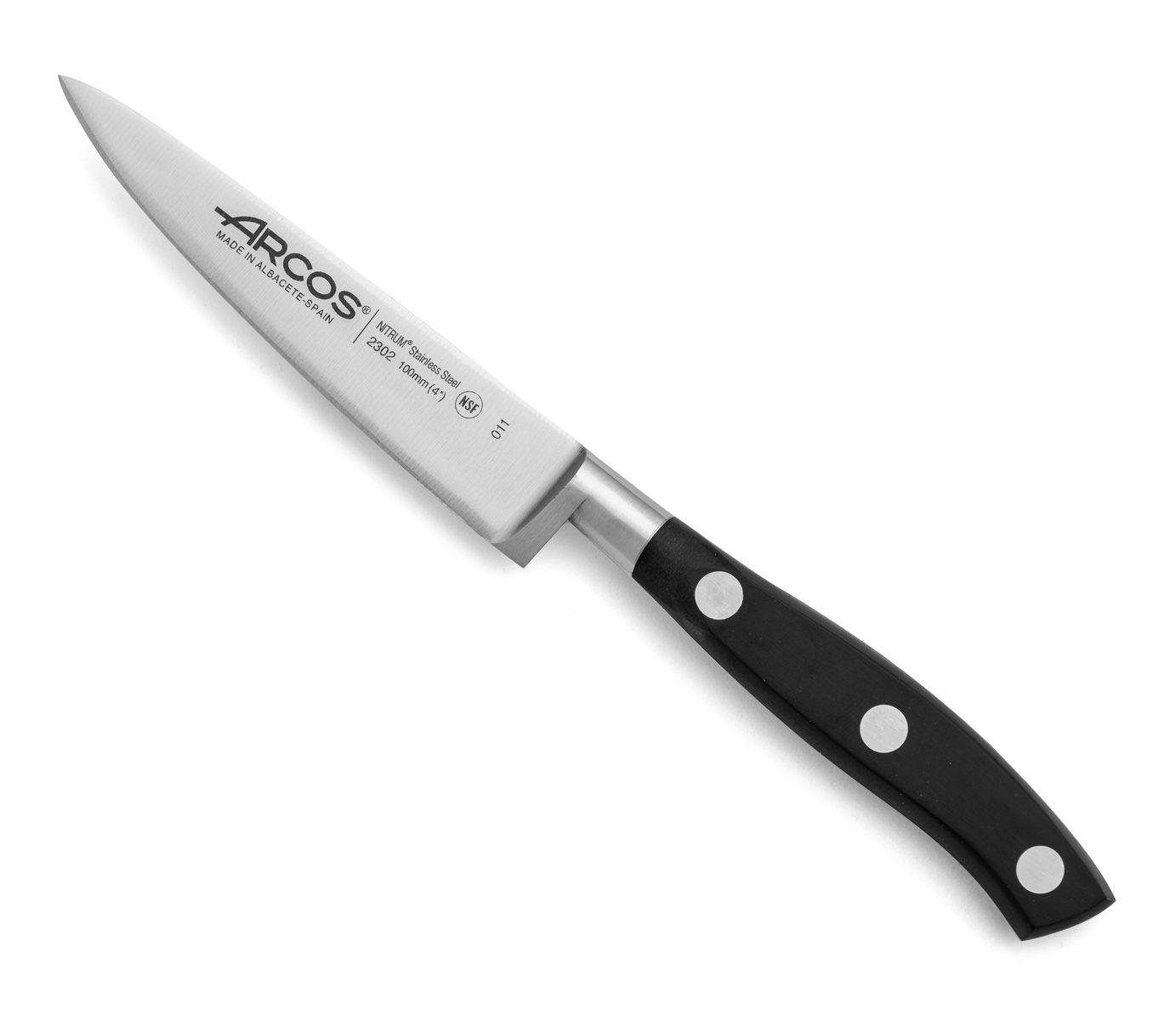 Cuchillo mondador Arcos Riviera Negra con hoja de 10 cm
