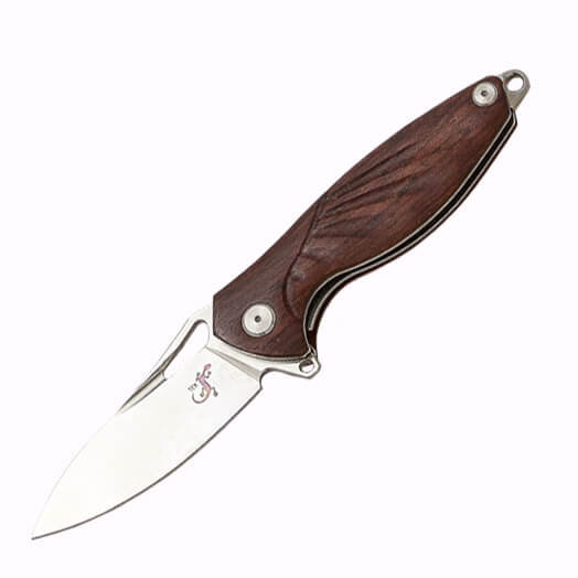 Navaja Tactica con mango de madera de cocobolo y hoja en acero 12...