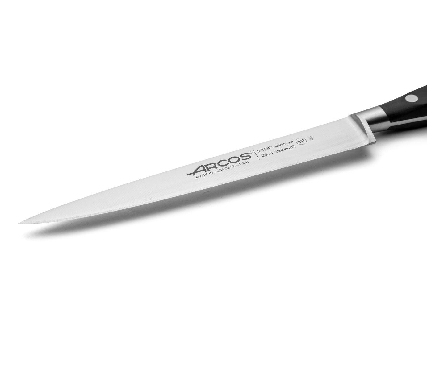 Cuchillo fileteador Arcos Riviera Negra con hoja de acero NITRUM de 20 cm