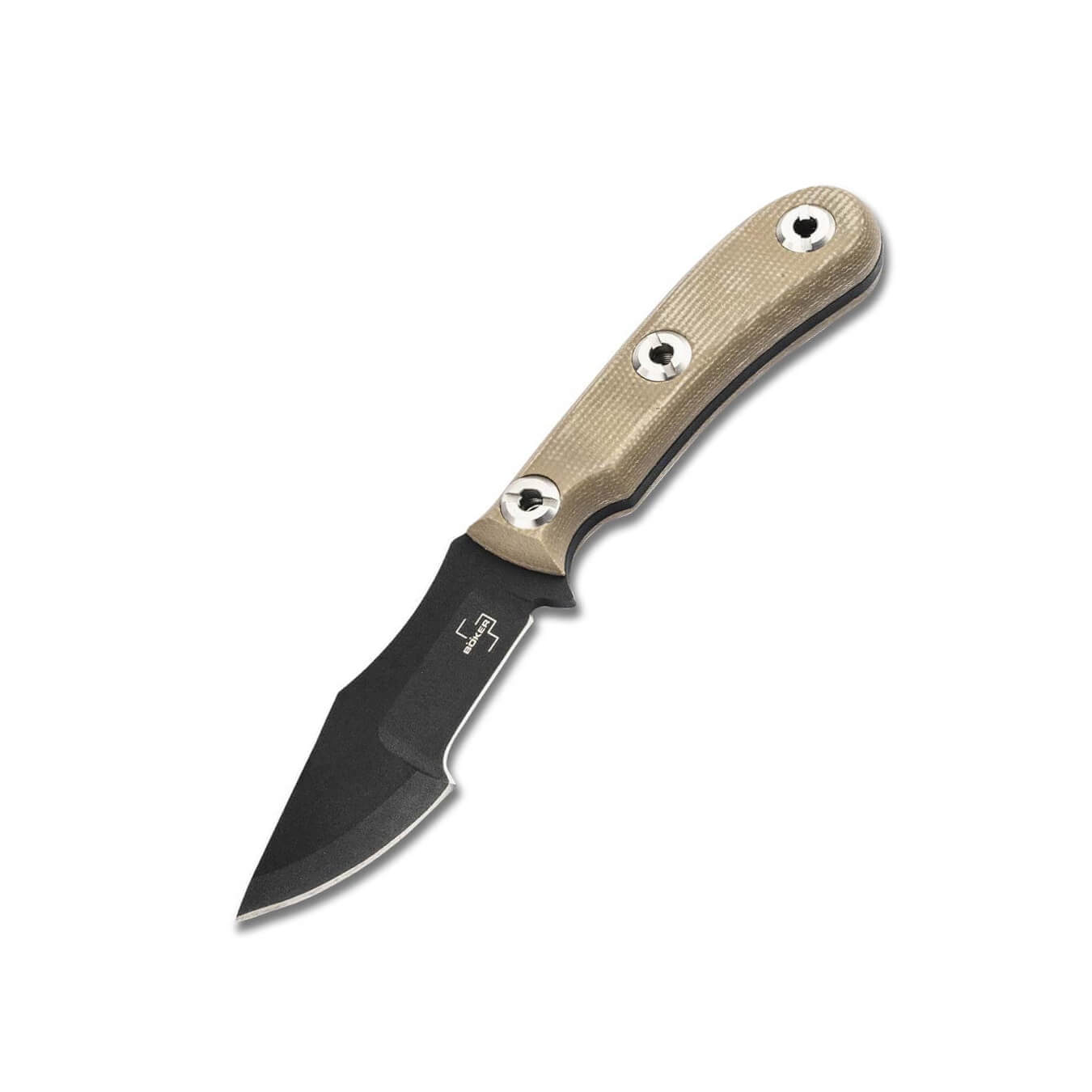 Cuchillo monoblock con hoja de acero al carbono y con mango de mi...