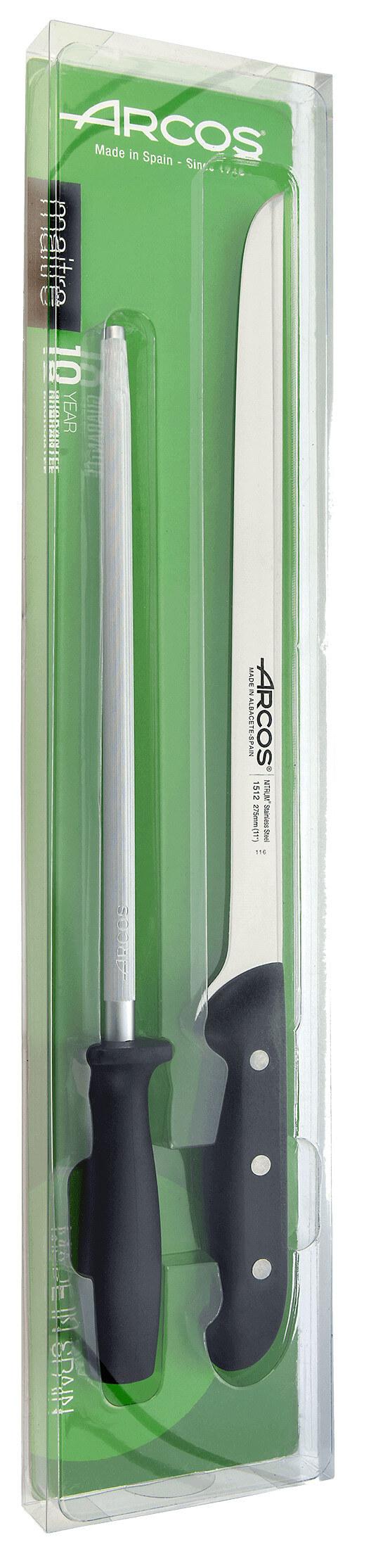 Juego jamonero Arcos Maitre con cuchillo y chaira