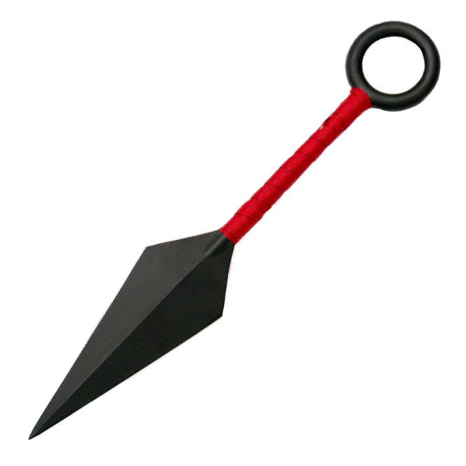 Cuchillo lanzador Naruto con mango trenzado rojo