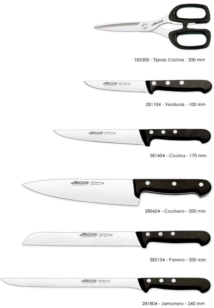 Arcos juego de cocina 5 cuchillos y tijeras serie universal