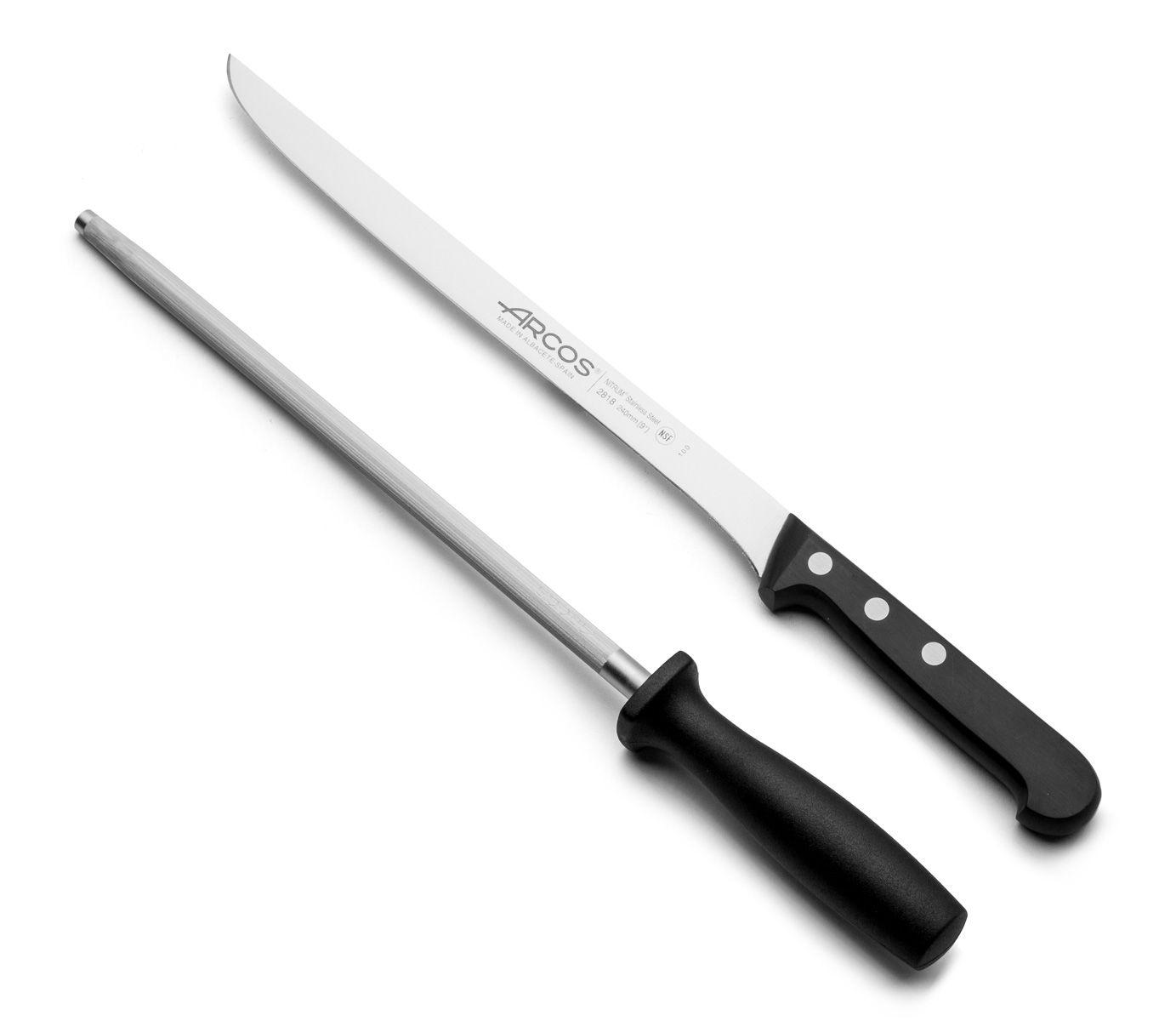 Set jamonero Arcos Universal con cuchillo jamonero y chaira