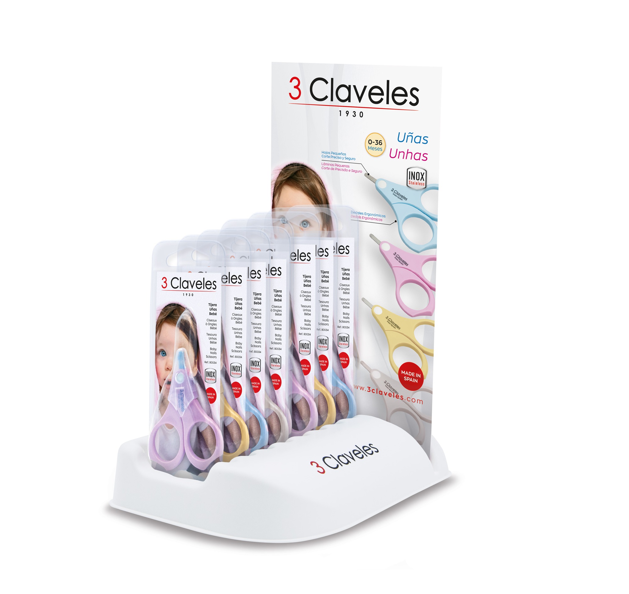 Tijeras para bebé de uñas y cutículas expositor 12 unidades